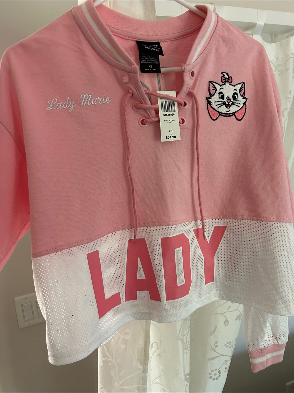 Lady Marie Pink Lace-Up Varsity Jersey Top
